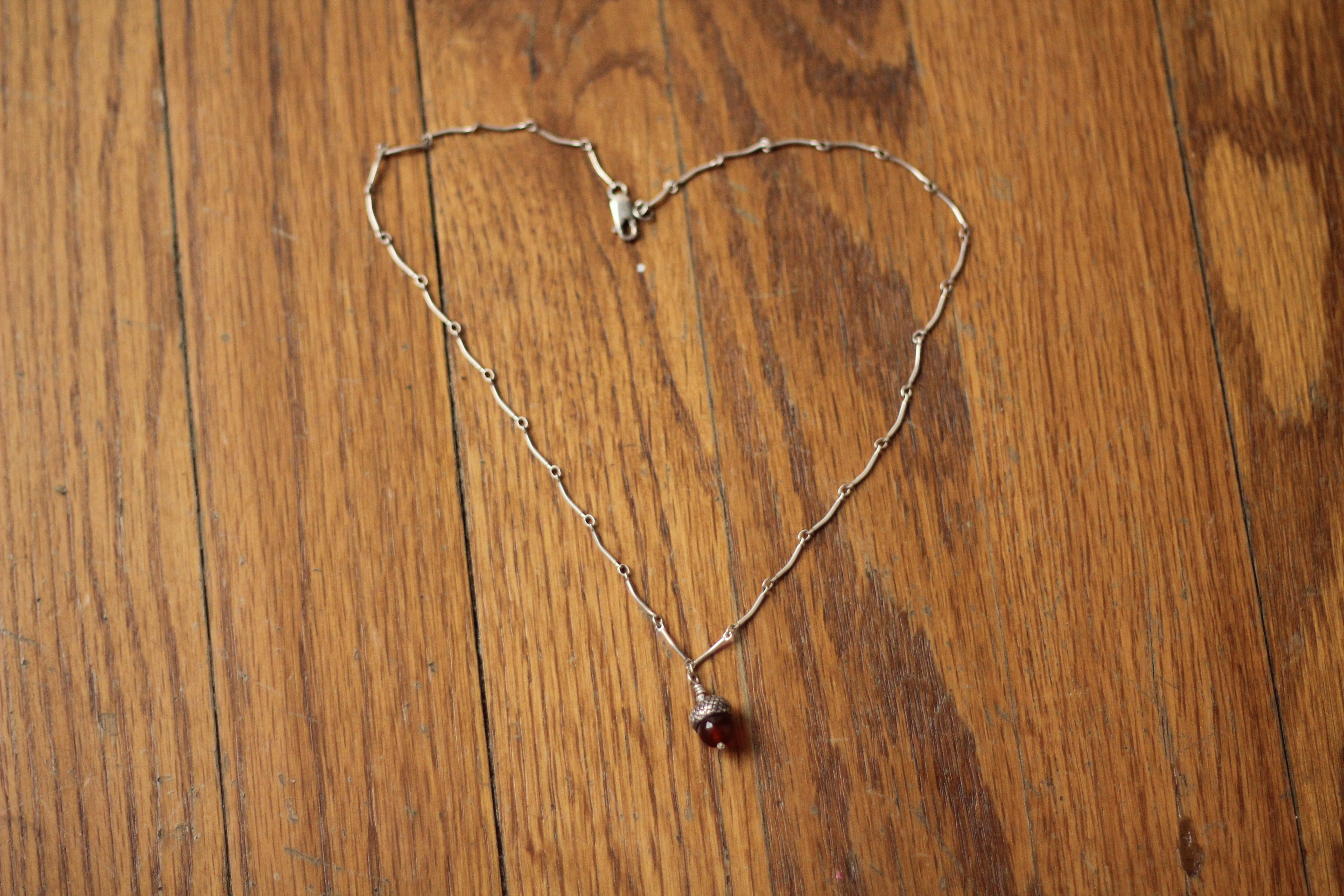acorn necklace in shape of heart
