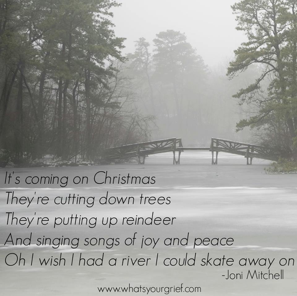"It's coming on Christmas
They're cutting down trees
They're putting up reindeer
And singing songs of joy and peace
Oh, I wish I had a river
I could skate away on" ~ Joni Mitchell