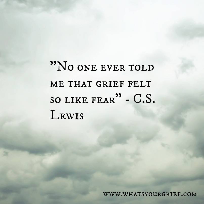 "No one ever told me that grief felt so like fear." ~ C.S. Lewis