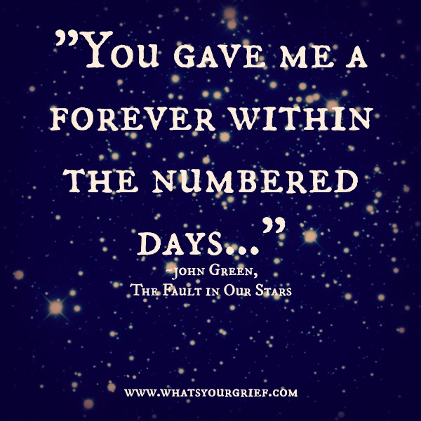 "You gave me a forever within the numbered days…" ~ John Green, The Fault in Our Stars