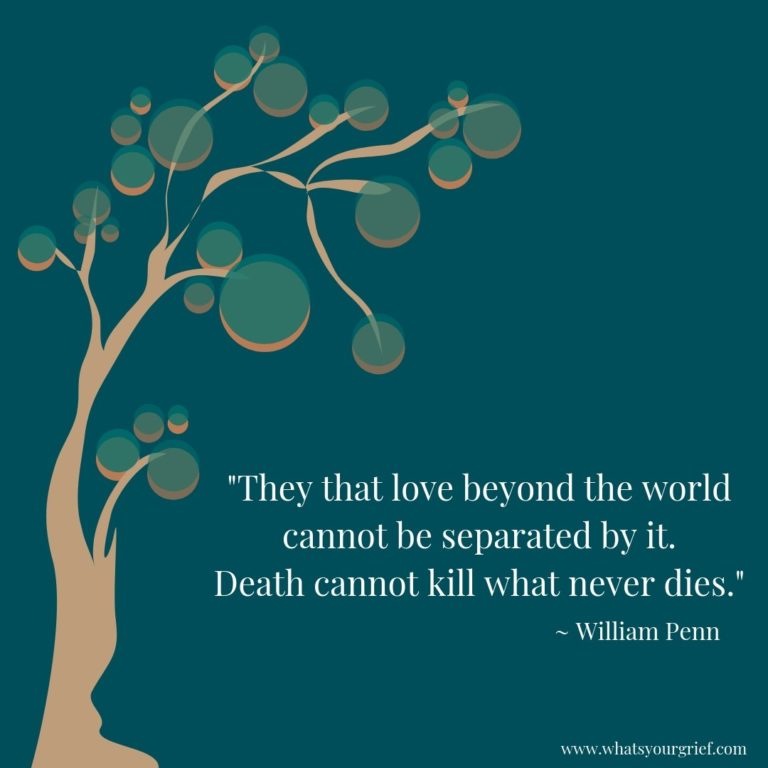 "They that love beyond the world cannot be separated by it. Death cannot kill what never dies." ~ William Penn