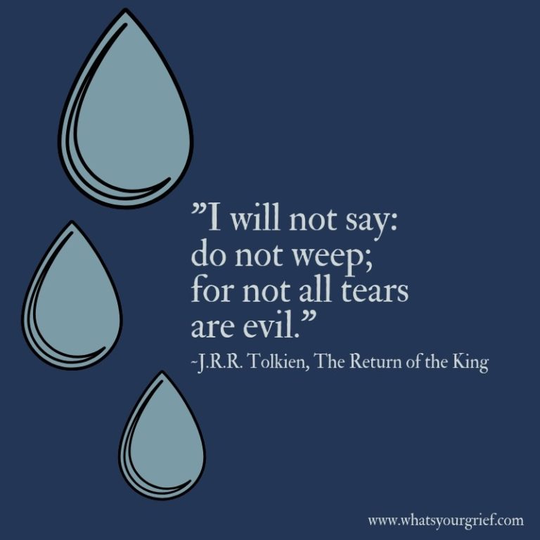 "I will not say: Do not weep; For not all tears are evil." ~ JRR Tolkien, The Return of the King