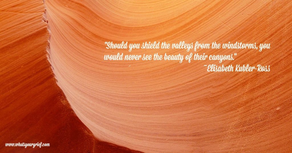 "Should you shield the valleys from the windstorms, you would never see the beauty of their canyons." ~ Elizabeth Kubler-Ross