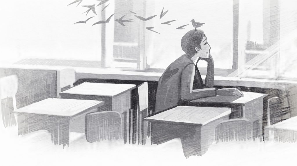 suffocated grief child daydreaming