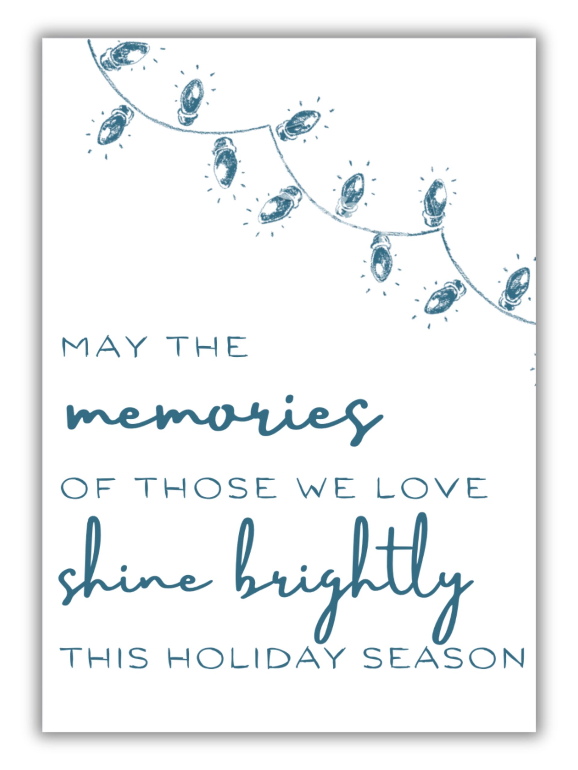 'May the memories of those we love shine brightly' holiday card - 10 pack